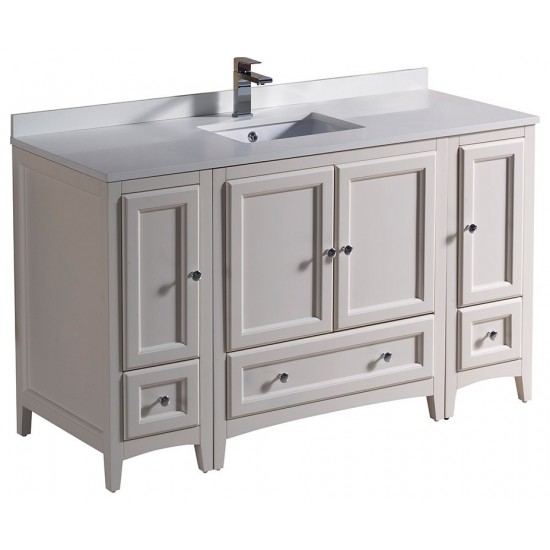 Fresca Oxford 54" Antique White Traditional Bathroom Cabinets w/ Top & Sink