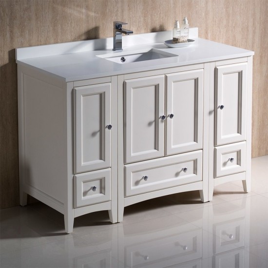 Fresca Oxford 48" Antique White Traditional Bathroom Cabinets w/ Top & Sink