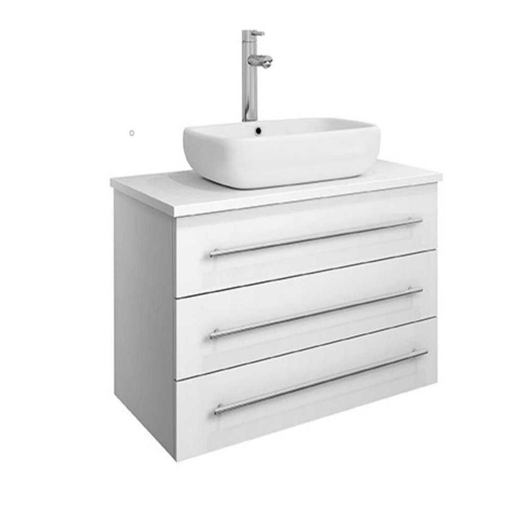 FCB6183WH-VSL-I 32 White Wall Hung Bathroom Cabinet with Top & Vessel Sink