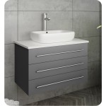 FCB6183GR-VSL-I Modella 32 Gray Wall Hung Bathroom Cabinet with Top, Vessel Sink