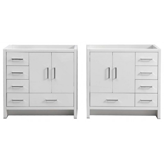 Imperia 72" Glossy White Free Standing Double Sink Modern Bathroom Cabinet