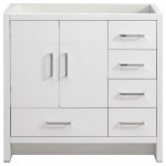 Imperia 36" Glossy White Free Standing Modern Bathroom Cabinet - Right Version