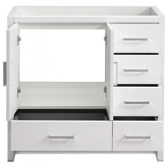 Imperia 36" Glossy White Free Standing Modern Bathroom Cabinet - Right Version