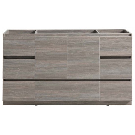 Fresca Lazzaro 60" Gray Wood Free Standing Single Sink Modern Bathroom Cabinet