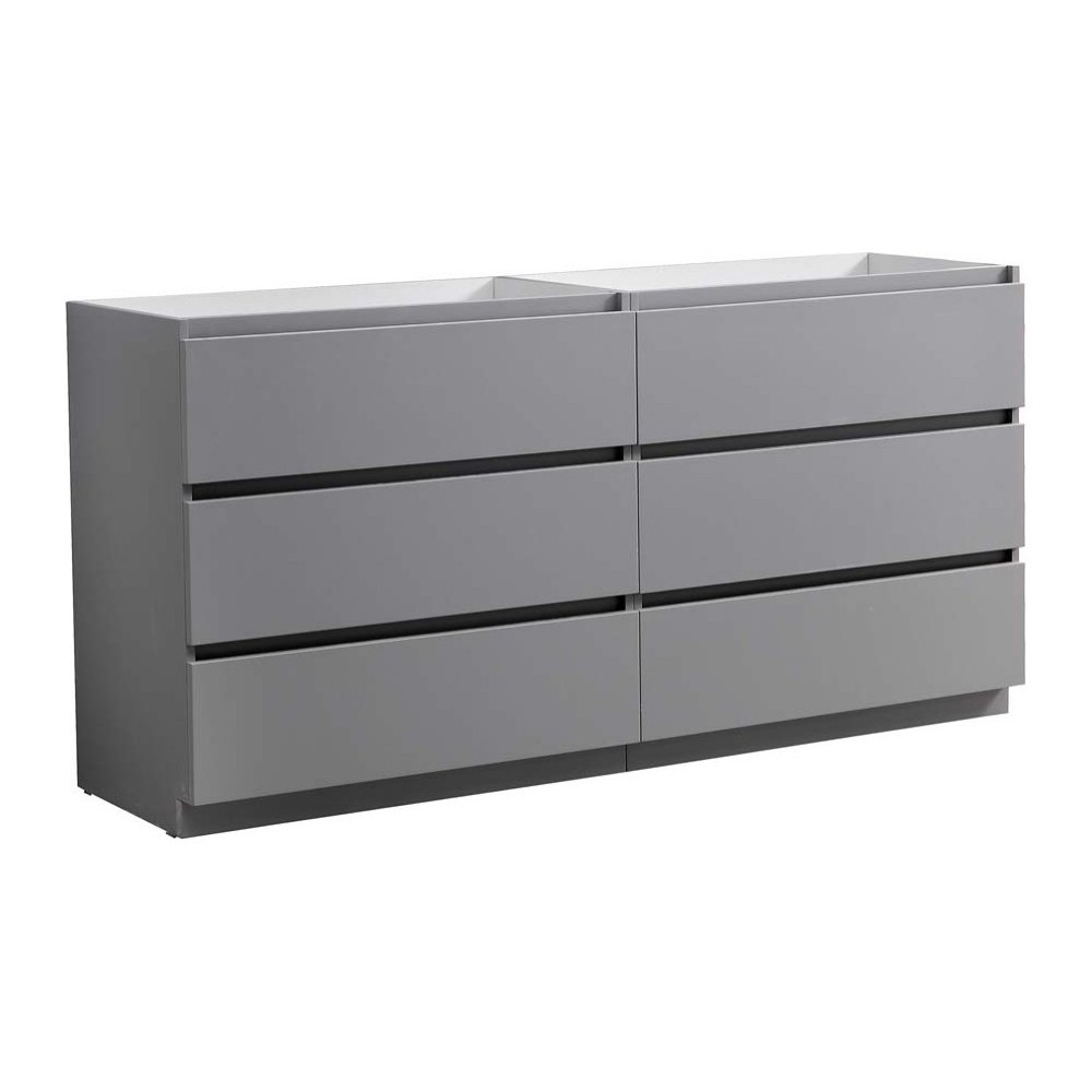 Lazzaro 72 Gray Free Standing Double Sink Modern Bathroom Cabinet FCB93-3636GR-D