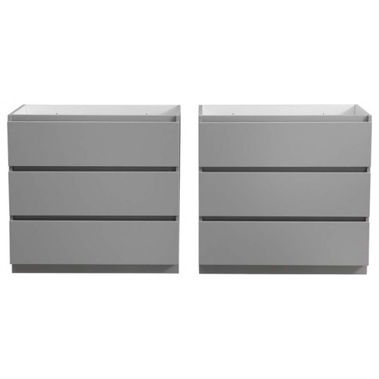 Lazzaro 72 Gray Free Standing Double Sink Modern Bathroom Cabinet FCB93-3636GR-D