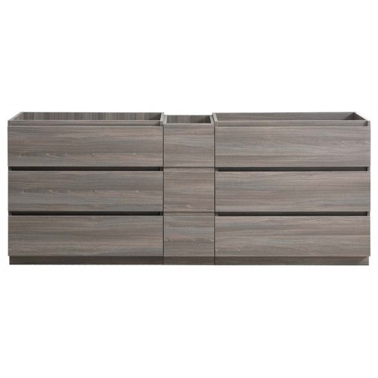 Fresca Lazzaro 84" Gray Wood Free Standing Double Sink Modern Bathroom Cabinet
