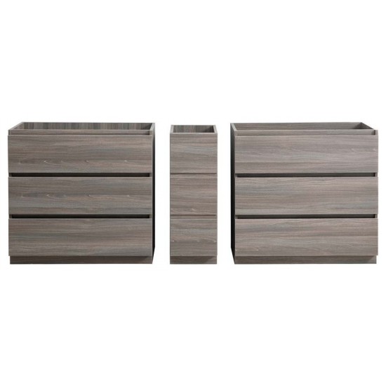 Fresca Lazzaro 84" Gray Wood Free Standing Double Sink Modern Bathroom Cabinet