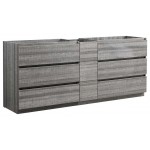 Lazzaro 84" Glossy Ash Gray Free Standing Double Sink Modern Bathroom Cabinet