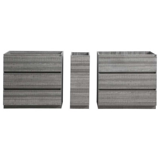 Lazzaro 84" Glossy Ash Gray Free Standing Double Sink Modern Bathroom Cabinet