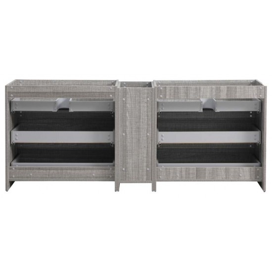Lazzaro 84" Glossy Ash Gray Free Standing Double Sink Modern Bathroom Cabinet