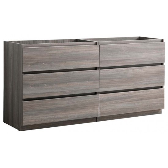 60 Gray Wood Free Standing Double Sink Modern Bathroom Cabinet, FCB93-3030MGO-D