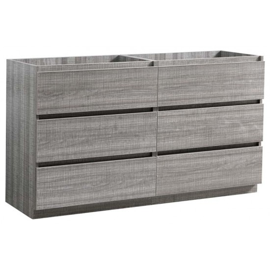 60 Ash Gray Free Standing Double Sink Modern Bathroom Cabinet, FCB93-3030HA-D