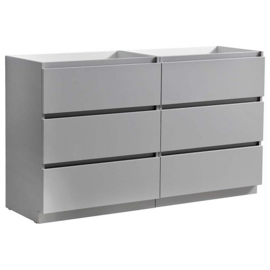 Lazzaro 60 Gray Free Standing Double Sink Modern Bathroom Cabinet FCB93-3030GR-D