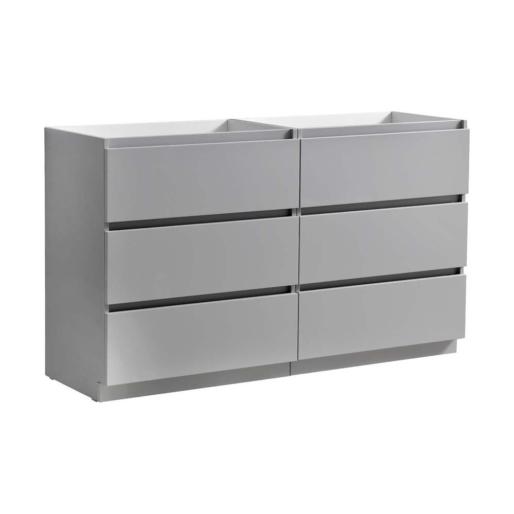 Lazzaro 60 Gray Free Standing Double Sink Modern Bathroom Cabinet FCB93-3030GR-D