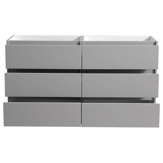 Lazzaro 60 Gray Free Standing Double Sink Modern Bathroom Cabinet FCB93-3030GR-D