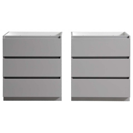 Lazzaro 60 Gray Free Standing Double Sink Modern Bathroom Cabinet FCB93-3030GR-D