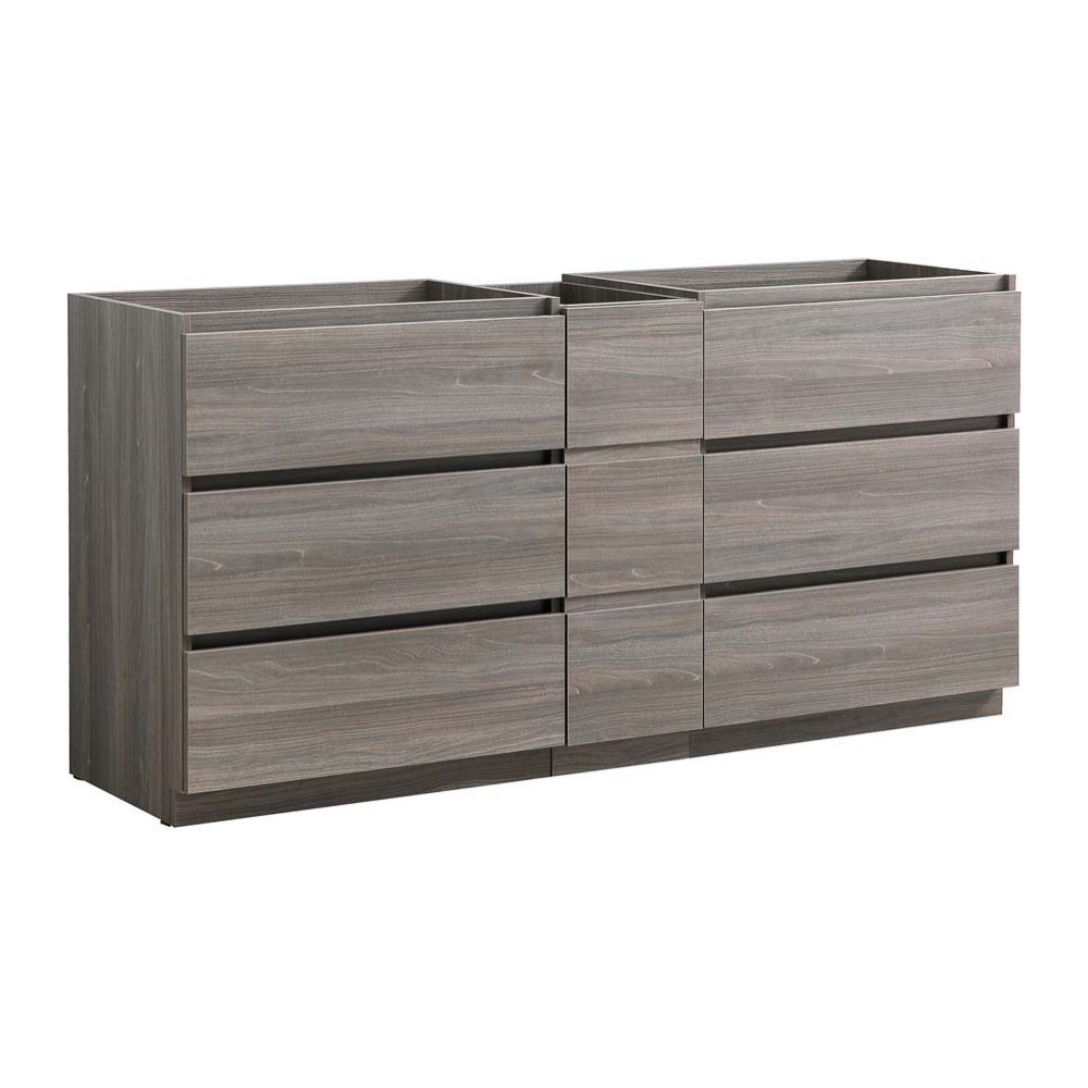 72 Gray Wood Free Standing Double Sink Bathroom Cabinet, FCB93-301230MGO-D