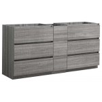 72 Ash Gray Free Standing Double Sink Modern Bathroom Cabinet, FCB93-301230HA-D