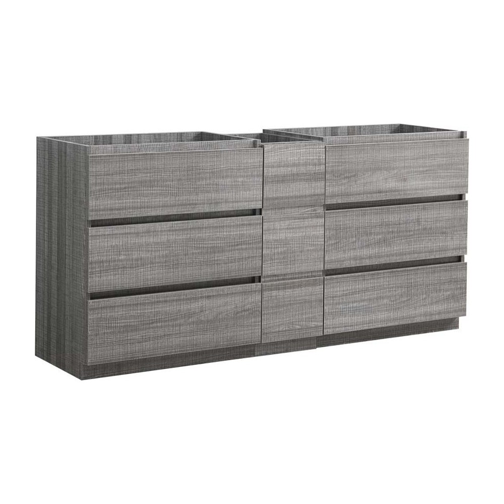 72 Ash Gray Free Standing Double Sink Modern Bathroom Cabinet, FCB93-301230HA-D
