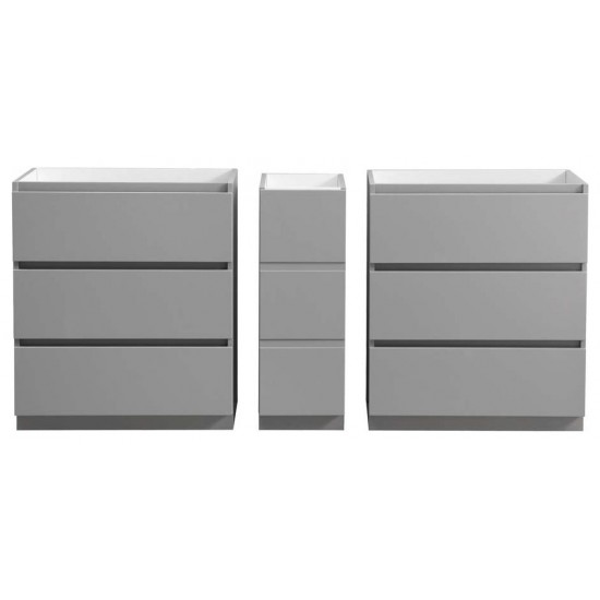 72 Gray Free Standing Double Sink Modern Bathroom Cabinet, FCB93-301230GR-D