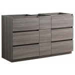 60 Gray Wood Free Standing Double Sink Bathroom Cabinet, FCB93-241224MGO-D