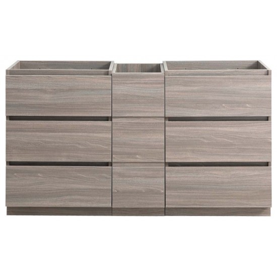 60 Gray Wood Free Standing Double Sink Bathroom Cabinet, FCB93-241224MGO-D