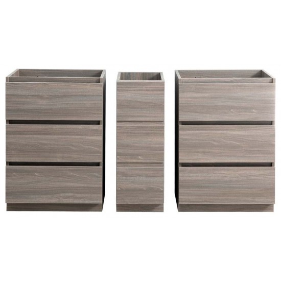 60 Gray Wood Free Standing Double Sink Bathroom Cabinet, FCB93-241224MGO-D