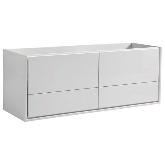 Fresca Catania 60" Glossy White Wall Hung Single Sink Modern Bathroom Cabinet