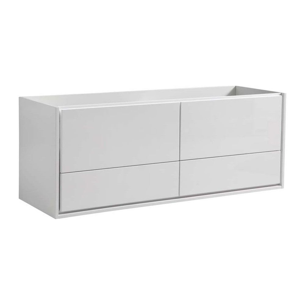 Fresca Catania 60" Glossy White Wall Hung Single Sink Modern Bathroom Cabinet