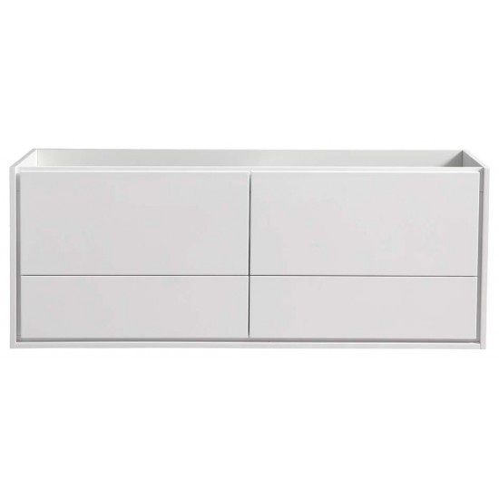 Fresca Catania 60" Glossy White Wall Hung Single Sink Modern Bathroom Cabinet