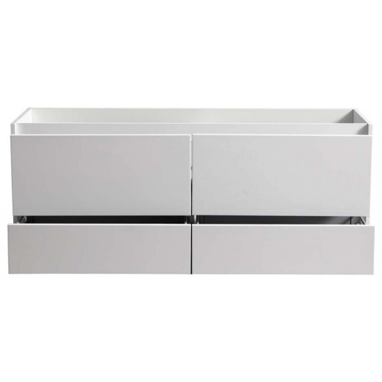 Fresca Catania 60" Glossy White Wall Hung Double Sink Modern Bathroom Cabinet
