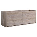 Catania 60" Rustic Natural Wood Wall Hung Single Sink Modern Bathroom Cabinet