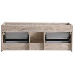 Catania 60" Rustic Natural Wood Wall Hung Single Sink Modern Bathroom Cabinet