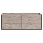 Catania 60" Rustic Natural Wood Wall Hung Double Sink Modern Bathroom Cabinet