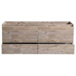 Catania 60" Rustic Natural Wood Wall Hung Double Sink Modern Bathroom Cabinet