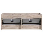 Catania 60" Rustic Natural Wood Wall Hung Double Sink Modern Bathroom Cabinet