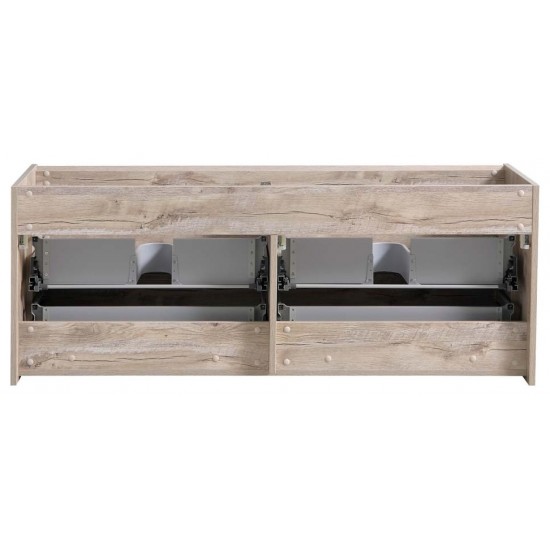 Catania 60" Rustic Natural Wood Wall Hung Double Sink Modern Bathroom Cabinet