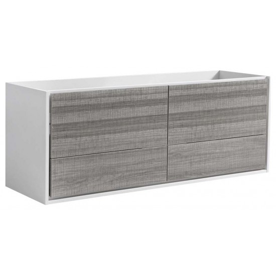 Fresca Catania 60" Glossy Ash Gray Wall Hung Single Sink Modern Bathroom Cabinet