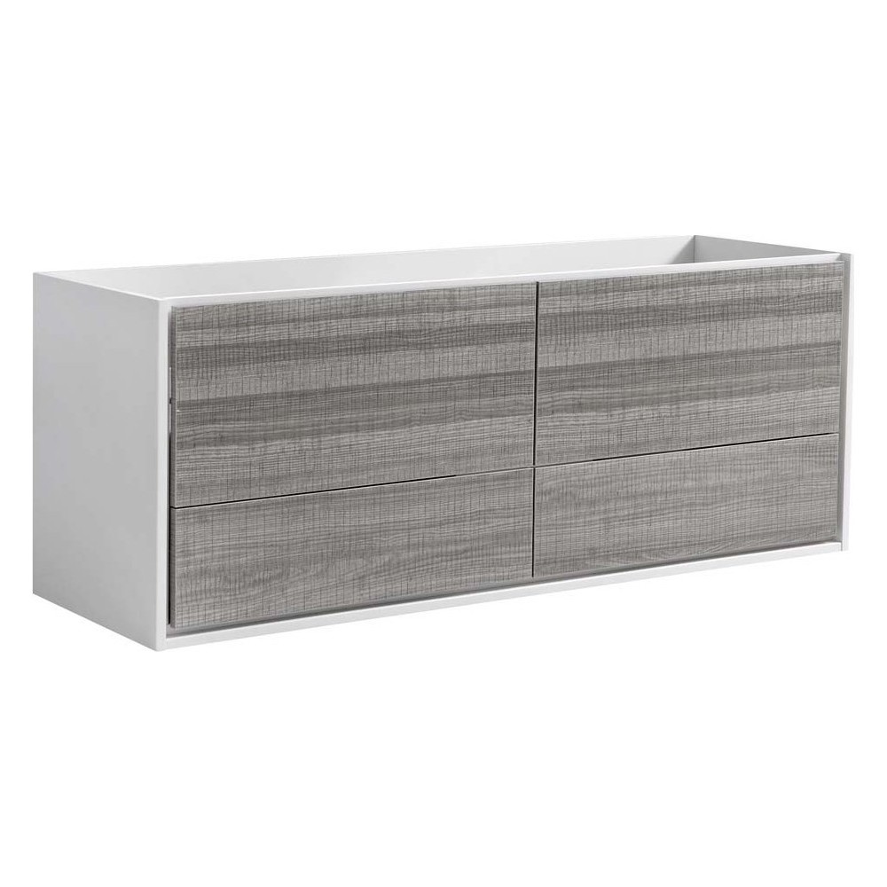 Fresca Catania 60" Glossy Ash Gray Wall Hung Single Sink Modern Bathroom Cabinet