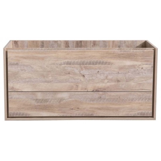 Catania 48" Rustic Natural Wood Wall Hung Double Sink Modern Bathroom Cabinet