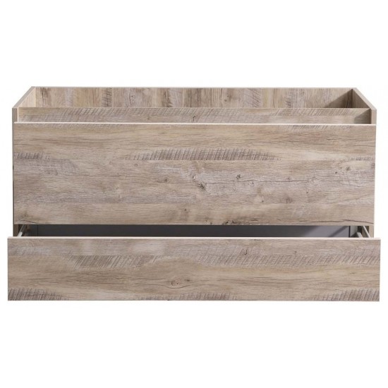 Catania 48" Rustic Natural Wood Wall Hung Double Sink Modern Bathroom Cabinet