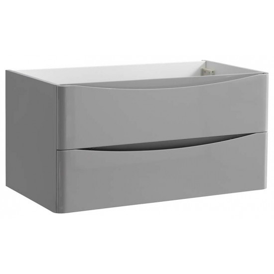 Fresca Tuscany 36" Glossy Gray Wall Hung Modern Bathroom Cabinet