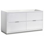 Valencia 60" Glossy White Free Standing Double Sink Modern Bathroom Cabinet