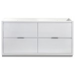Valencia 60" Glossy White Free Standing Double Sink Modern Bathroom Cabinet