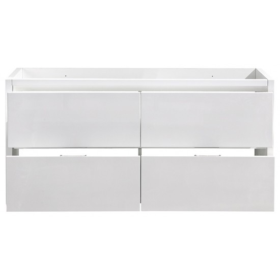 Valencia 60" Glossy White Free Standing Double Sink Modern Bathroom Cabinet