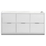 Valencia 60" Glossy White Free Standing Single Sink Modern Bathroom Cabinet