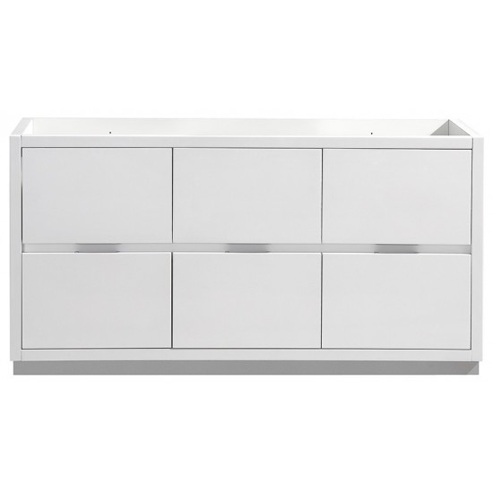 Valencia 60" Glossy White Free Standing Single Sink Modern Bathroom Cabinet