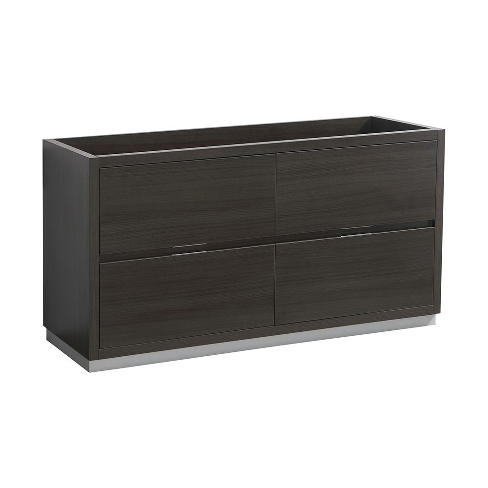 Fresca Valencia 60" Gray Oak Free Standing Double Sink Modern Bathroom Cabinet