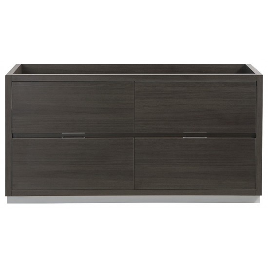 Fresca Valencia 60" Gray Oak Free Standing Double Sink Modern Bathroom Cabinet